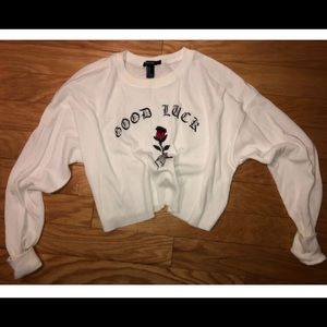 “Good Luck” long sleeve crop sweatshirt